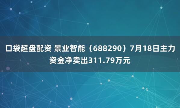 口袋超盘配资 景业智能（688290）7月18日主力资金净卖出311.79万元
